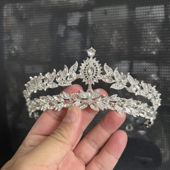 Vương miện cô dâu dáng thấp hai đường đá cao 5cm ngang 15 cm Giangpkc 8-2022  giangpkc-phu-kien-thoi-trang