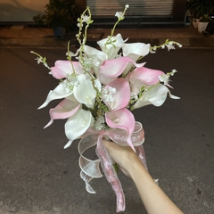 Hoa Cưới Cầm Tay Cô Dâu Hoa Vải Xốp HOA RUM CALLA LILY Trắng Hồng Giangpkc giangpkc-phu-kien-thoi-trang
