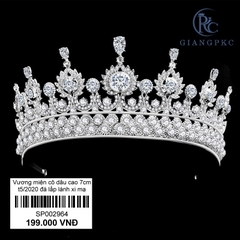 Vương miện cô dâu dáng 7cm chất liệu đá lấp lánh xi mạ không đen Giangpkc Sp002934