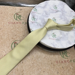 Cà vạt nam màu vàng kem chấm bi tự thắt 8cm sang trọng mới đẹp nhất 2023 Giangpkc