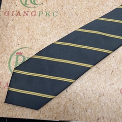 Cà vạt nam màu xám đậm kẻ vàng mẫu mới tự thắt 8cm đẹp 2023 Giangpkc