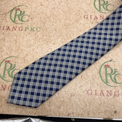 Cà vạt nam màu xanh đen kẻ caro vàng mẫu mới tự thắt 8cm đẹp 2023 Giangpkc
