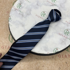 Cà vạt nam mẫu thắt sẵn dây kéo 6cm màu xanh đen kẻ sáng kiểu mới nhất 2023 Giangpkc