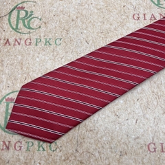 Cà vạt nam màu đỏ kẻ xéo nhỏ thắt sẵn dây kéo 8cm sang trọng mới 2023 Giangpkc