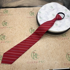 Cà vạt nam màu đỏ kẻ trắng xanh thắt sẵn dây kéo 8cm sang trọng mới t5-2023 Giangpkc