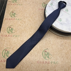 Cà vạt nam mẫu thắt sẵn dây kéo 6cm màu xanh than chấm trắng mẫu mới nhất 2023 Giangpkc