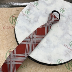 Cà vạt nam mẫu thắt sẵn dây kéo 6cm màu đỏ kẻ trắng caro mới nhất 2023 Giangpkc