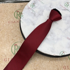 Cà vạt nam mẫu thắt sẵn dây kéo 6cm màu đỏ đô kẻ ánh mẫu mới nhất 2023 Giangpkc