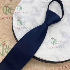 Cà vạt nam màu xanh đen kẻ tăm trơn thắt sẵn dây kéo 8cm sang trọng mới 2023 Giangpkc