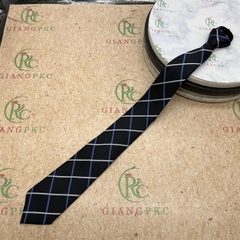 Cà vạt nam mẫu thắt sẵn dây kéo 6cm màu xanh đen caro mẫu mới nhất 2023 Giangpkc