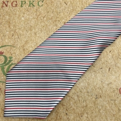 Cà vạt bản 8cm thắt sẵn dây kéo vải bóng đẹp dày 3 lớp kẻ 3 màu