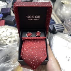 Cà vạt nam màu đỏ kèm hộp bản nhỏ 6cm dành cho nam thanh niên set đầy đủ mẫu t11-2023 Giangpkc 011-03