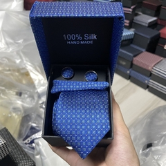 Cà vạt nam màu xanh trầm kèm hộp bản nhỏ 6cm dành cho nam thanh niên set đầy đủ mẫu t11-2023 Giangpkc 011-12