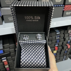 Cà vạt nam xanh than chấm kèm hộp bản nhỏ 6cm dành cho nam thanh niên set đầy đủ mẫu t11-2023 Giangpkc 011-35