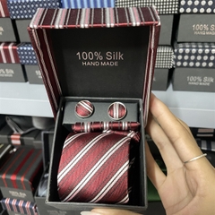Cà vạt nam màu đỏ trầm kèm hộp bản nhỏ 6cm dành cho nam thanh niên set đầy đủ mẫu t11-2023 Giangpkc 011-55