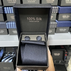 Cà vạt nam màu xanh đen gân trơn kèm hộp bản nhỏ 6cm dành cho nam thanh niên set đầy đủ mẫu t11-2023 Giangpkc 011-76