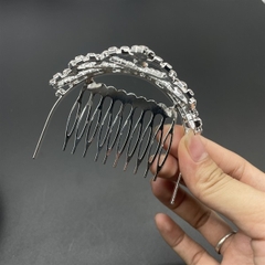 Vương miện cô dâu size nhỏ dễ thương đính đá trắng mẫu tròn nửa