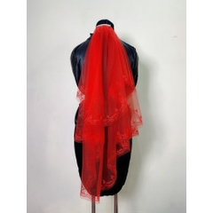 Voan trơn cô dâu đỏ 90cm 2 lớp giangpkc