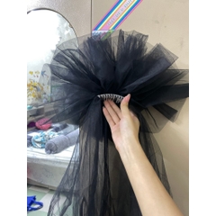 Voan phồng to màu đen chụp hình thời trang mẫu thiết kế ( ảnh thật )