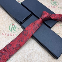 Cà vạt nam màu đỏ bản nhỏ 6cm mẫu mới 2024