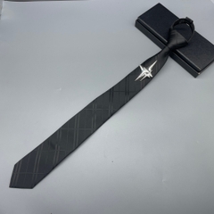 Cà Vạt Nam Màu Đen Bản Nhỏ Thắt Sẵn 6cm Đính cham ánh sáng