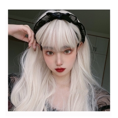 Tóc Giả Xoăn Dài Màu Vàng Be Sáng Cao Cấp