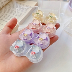 Khay đơn pha lê hình gấu nơ trong suốt kèm dụng cụ đeo