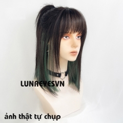 [TS315] Tóc layer ngắn màu đen light xanh lá