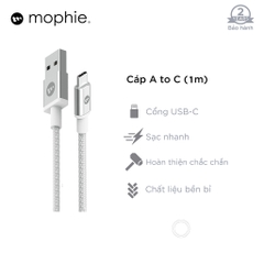 Cáp USB-A to USB-C Mophie 1M - White