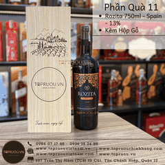 Phần Quà 11: 1 Chai Rozita 750ml - Spain - 13% + 1 Hộp Gỗ Đơn