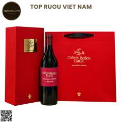 Hộp Quà Rượu Vang Đỏ Château Belles Eaux Languedoc Pézenas Carmin - Pháp - Syrah, Grenache Noir - 15% - 750ml
