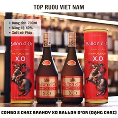 Combo 2 Chai Brandy XO Ballon D'or (Dạng Chai) - 700ml - 40% - Pháp