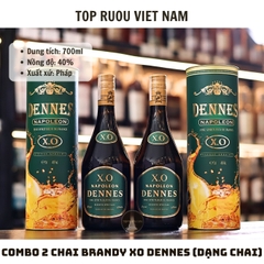 Combo 2 Chai Brandy XO Dennes Napoleon (Dạng Chai) - 700ml - 40% - Pháp
