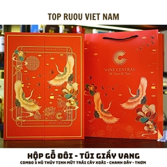 HỘP HẠC ĐỎ 2 CHAI + TÚI SIÊU ĐẸP