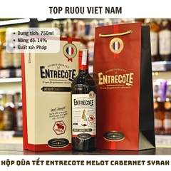 Hộp Quà Rượu Vang Đỏ Entrecote Melot Cabernet SyrahVDP 2023 (Kèm Túi Hãng) - Pháp - 750ml - 14%