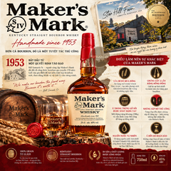 Whisky Maker's Mark Kentucky Straight Bourbon 750ml - 45% - Mỹ