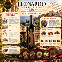 Rượu Vang Đỏ Leonardo Primitivo - Ý - Primitivo - 18% - 750ml