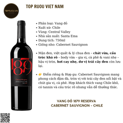 Rượu Vang Đỏ 1879 Reserva Cabernet Sauvignon - 750ml - 13,5% - Chile
