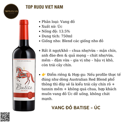 Rượu Vang Đỏ Batise - Úc - Blended - 13,5% - 750ml