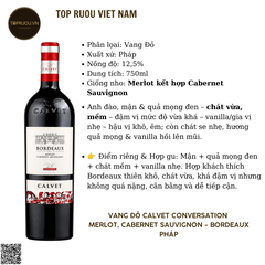 Rượu Vang Đỏ Calvet Conversation Bordeaux - Pháp - Merlot, Cabernet Sauvignon - 12.5% - 750ml