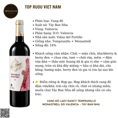 Rượu Vang Đỏ Lady Nancy Tempranillo Monastrell DO Valencia - Tây Ban Nha -  Tempranillo, Monastrell - 14% - 750ml