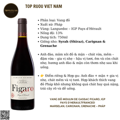 Rượu Vang Đỏ Moulin de Gassac Figaro, IGP Pays d'Herault France Marselan - Pháp - Shiraz, Carignan, Grenache - 13% - 750ml