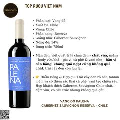 Rượu Vang Đỏ Palena Cabernet Sauvignon Reserva - Chile - Cabernet Sauvignon - 14% - 750ml