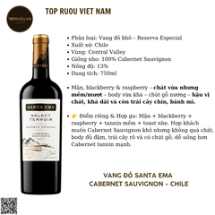 Rượu Vang Đỏ Santa Ema - Chile - Cabernet Sauvignon - 13% - 750ml