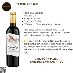Rượu Vang Đỏ Saradise - Úc - Blended - 13.5% - 750ml
