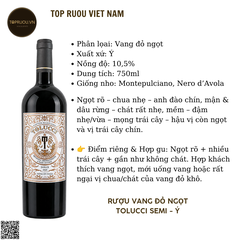 Rượu Vang Đỏ Tolucci Semi - Ý - Blended - 10.5% - 750ml