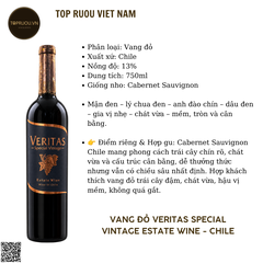 Rượu Vang Đỏ Veritas Special Vintage - Cabernet Sauvignon - 750ml - 13% - Chile