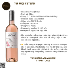 Rượu Vang Hồng Aromo Rose Syrah - Chile - Syrah - 13,5% - 750ml