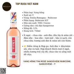 Rượu Vang Hồng Tini Rose Sangiovese Rubicone - Ý - Sangiovese - 12% - 750ml
