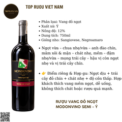 Rượu Vang Ngọt Mondovino Semi - Ý - Negroamaro - 10,5% - 750ml